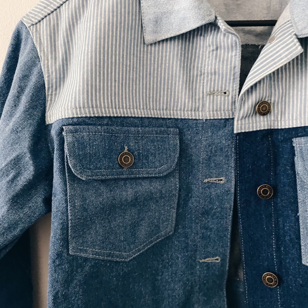 Vintage colorblock cropped jean jacket - Picture 3 of 4